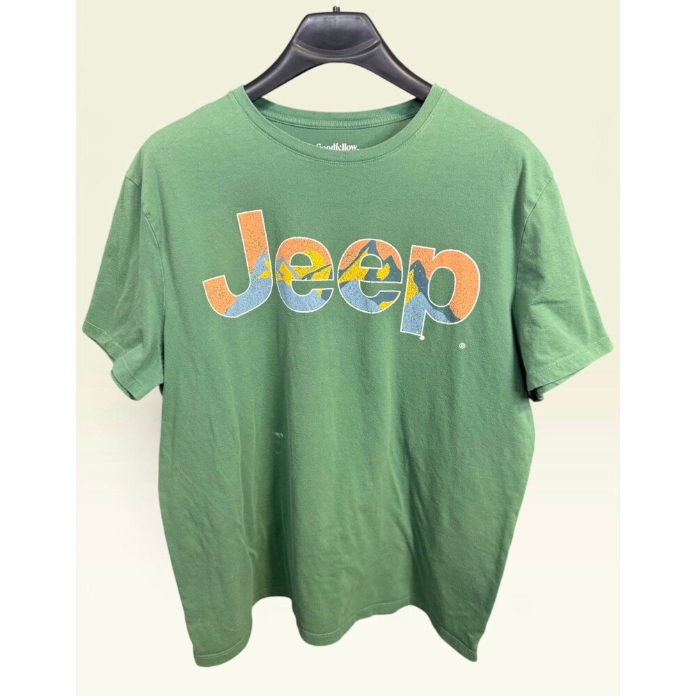Goodfellow & Co Green Jeep graphic tee with orange/blue Jeep logo, size XXL